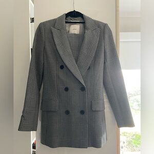 Wilfred (Aritzia)Gray Plaid Double-Breasted Blazer